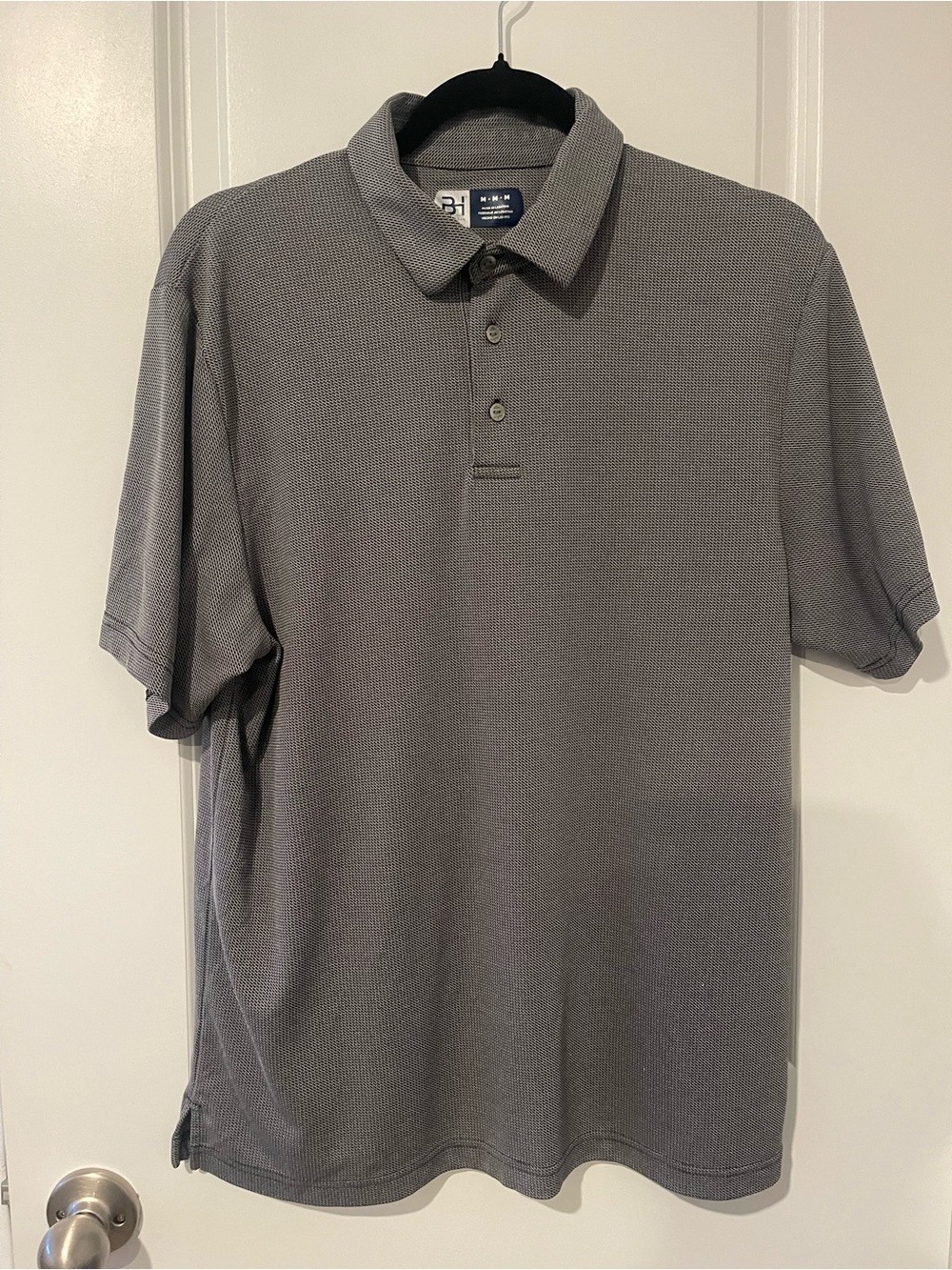 Hogan Men's Charcoal Textured Short-Sleeve Polo